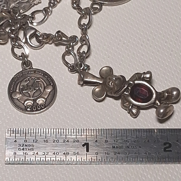 * Disney 925 Bracelet 5 Sterling Charms Epcot Mickey Mouse w/stones - Picture 3 of 6